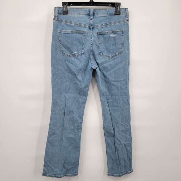 Uniqlo Women Blue 10" High Waisted Distressed Raw Hem Stretch Jeans Size 27 - Picture 5 of 11